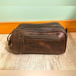 Brown Leather Toiletry Bag